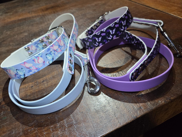 Butterfly print  Biothane collars and leads