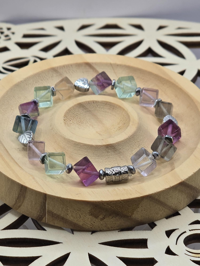 Bracelet Fluorite carré 0,8 cm