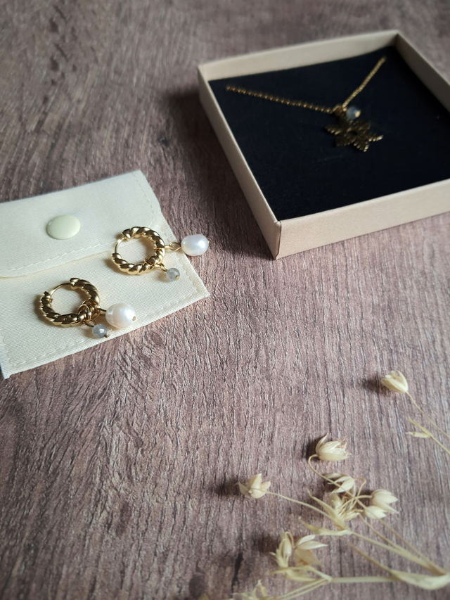 Créoles Givre dorés - Labradorite