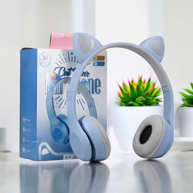 Casque Stéréo Bluetooth P47M avec Oreillette Lumineuse - Bleu Ciel