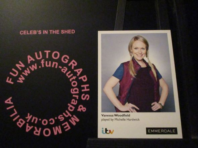 Michelle Hardwick (Vanessa Woodfield) Original Emmerdale Coloured Itv Logo Cast Card