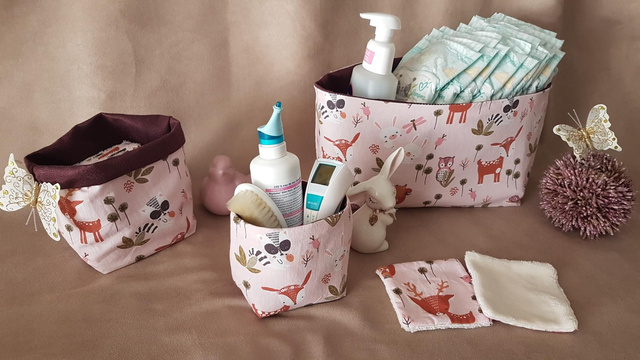 Trio Paniers Animaux de La Forêt Rose