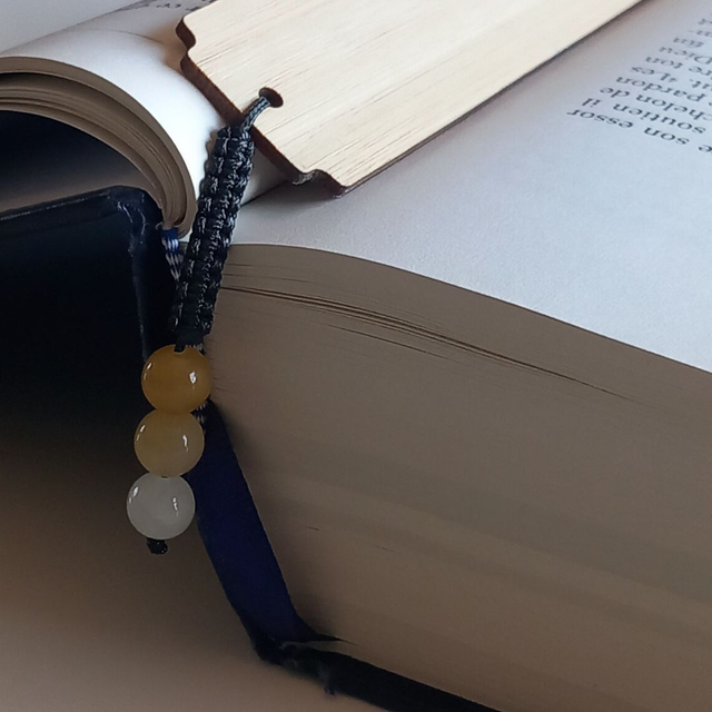 Marque-page en bambou et Aventurine jaune