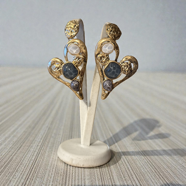 Orecchini cuore e pietre 26CC-31