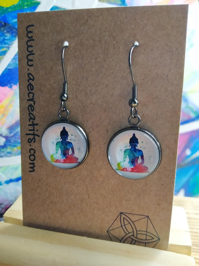 Boucles d&#039;oreilles cabochons bouddha 