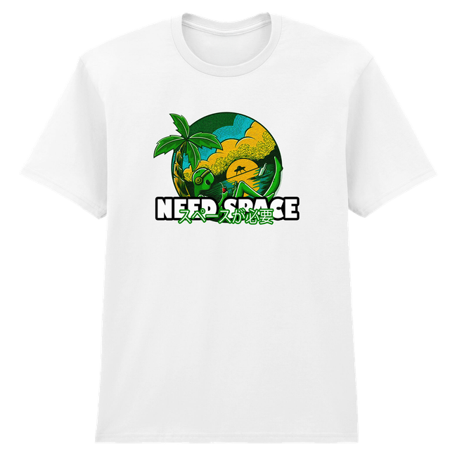 Need Space Alien Beach White Soft Spun Patterned T-Shirt