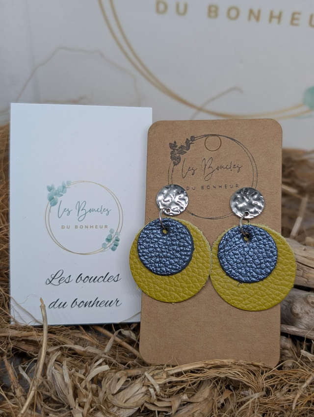 Boucles d'oreilles Moon vert bleu jeans mo009