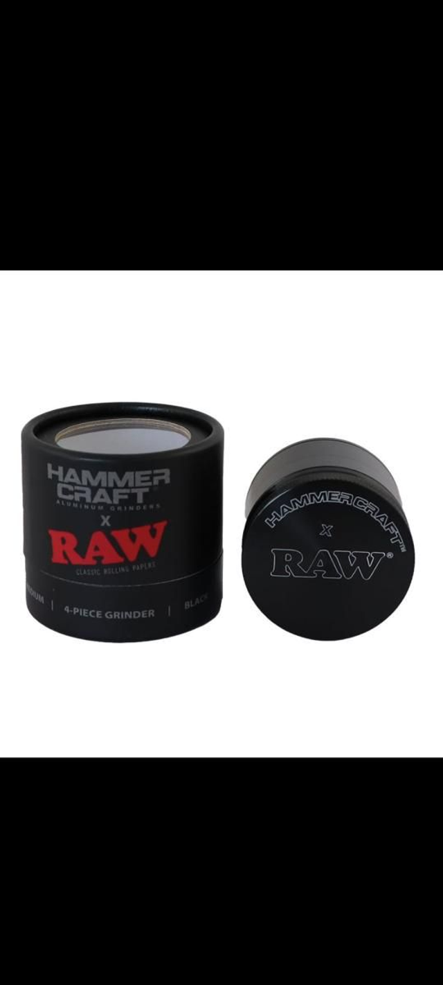 RAW Hammer Craft Medium Aluminium Grinder Black 4 Parts – 55mm

