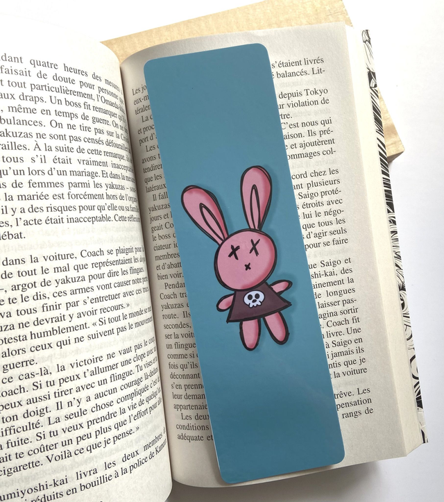 MARQUE PAGE &quot;LAPIN ROSE&quot;