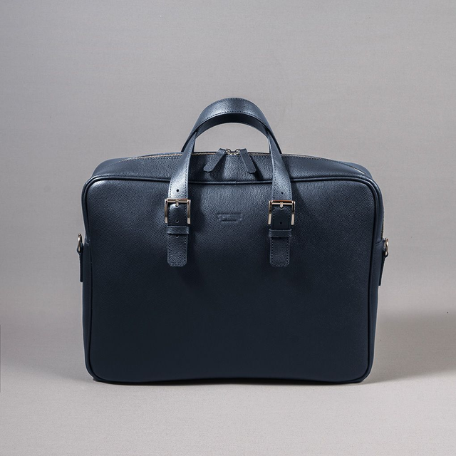 Briefcase | Blu Leather - Mr. Trevis