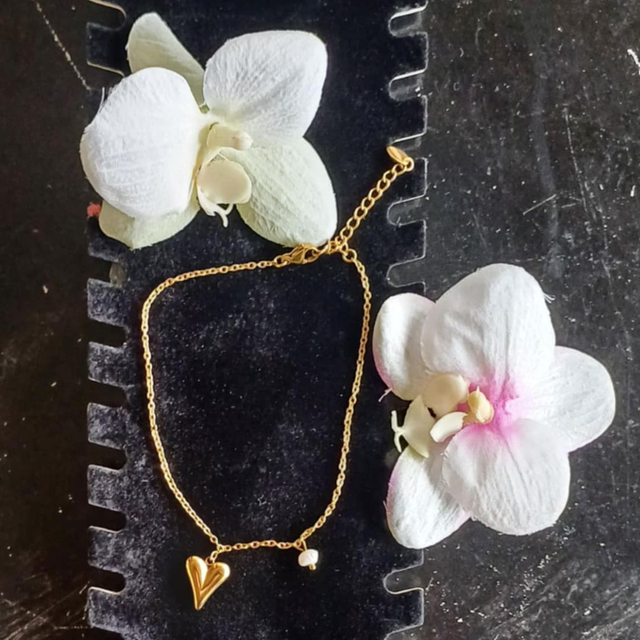 Chaîne de Cheville Cœur Nacré 