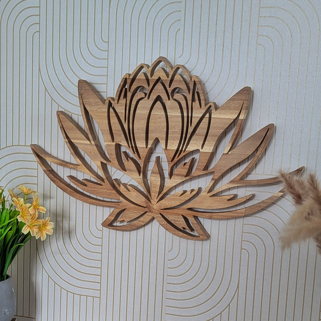 Fleur de lotus XL en acacia