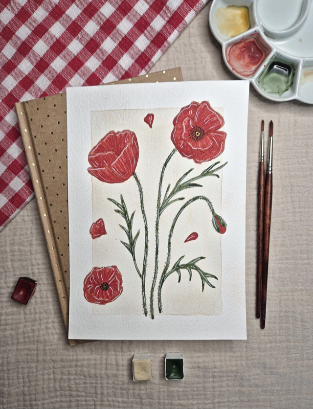 Les coquelicots - Aquarelle originale