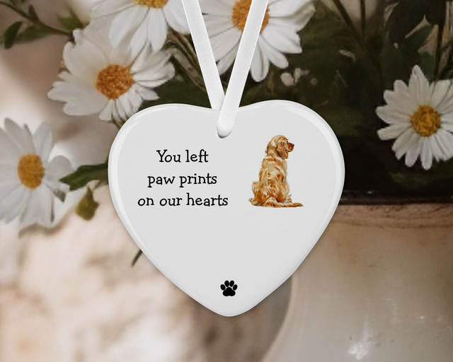 "Cocker Spaniel"  Personalised Pet Memorial Ceramic Heart  