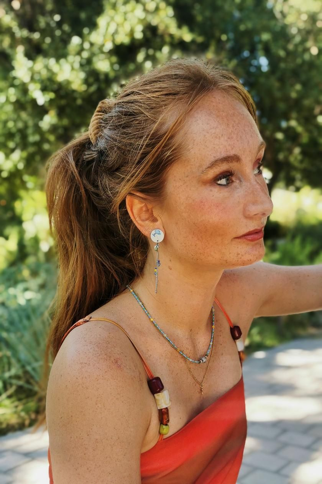 Boucles d'oreilles Puces Bleu Marbré