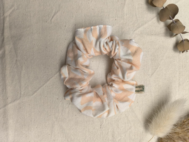 Chouchou upcyclé orange et blanc