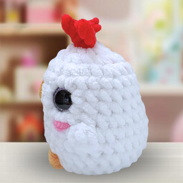 Crochet Chenille Bird Friend, Chicken, Ukca tested