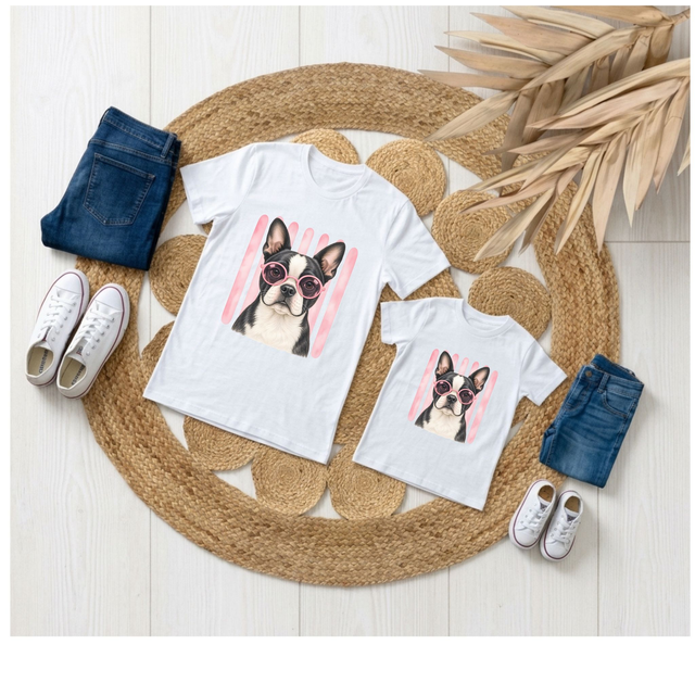 T-shirt chien stylé – Collection Matchy_ Boston Terrier