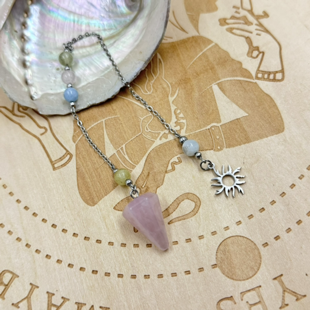 Pendule quartz rose et morganite 
