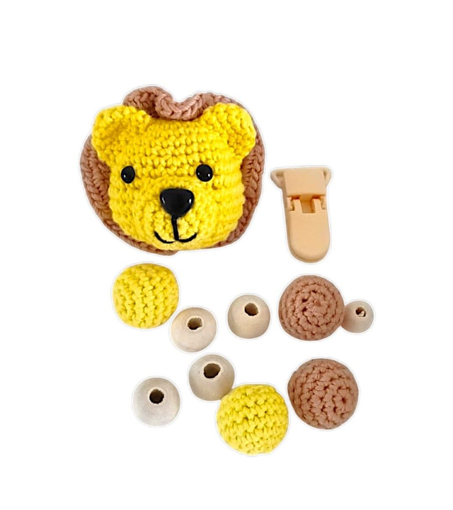 Attache-sucette lion à personnaliser