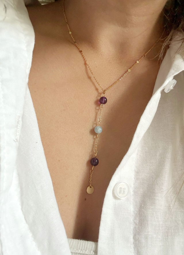 Collier Léoda Améthyste et Aigue Marine