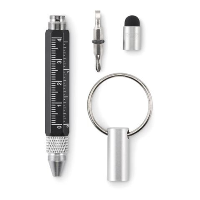 Key ring with twist action pen