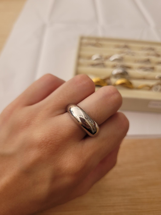 Stainless steel dome ring - Size L - SL-042