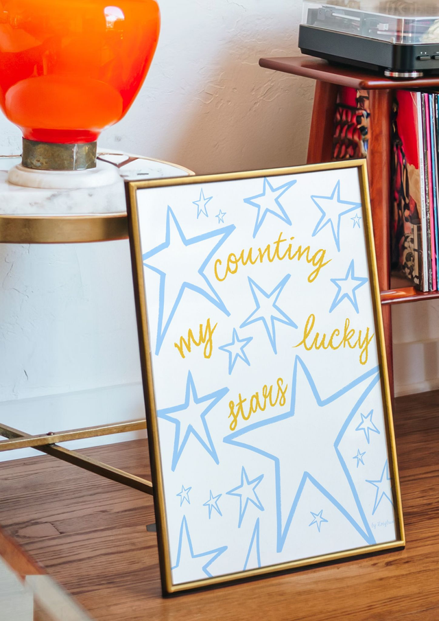 Counting My Lucky Stars Art Print - Positive Quote Wall Art