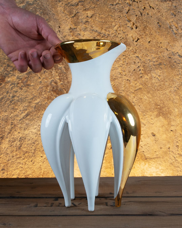 Vaso Polpo Bianco e Oro 18Kt