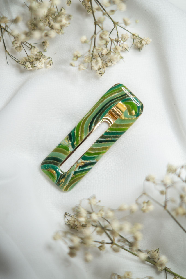 Coloris forêt - Barrette rectangle évidé