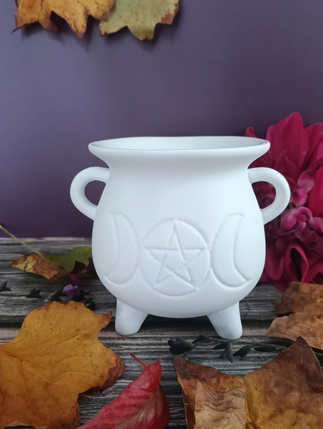 Brûle parfum Chaudron mystique " Triple lune" - Blanc mat