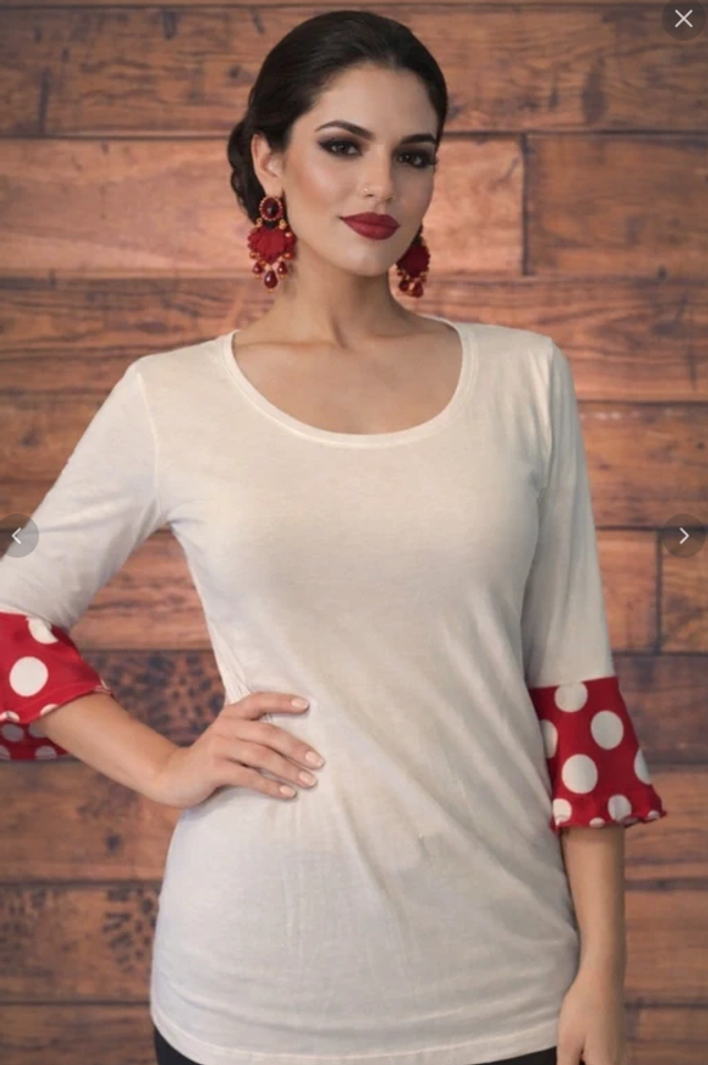 433 Taille S Top blanc bohème flamnco 