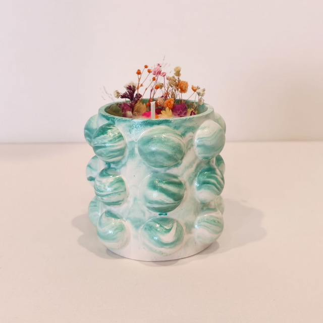 ✨ Bougie artisanale &quot;Bulbeuse&quot; en cire de soja – fleurs séchées &amp; contenant fait main ✨ 