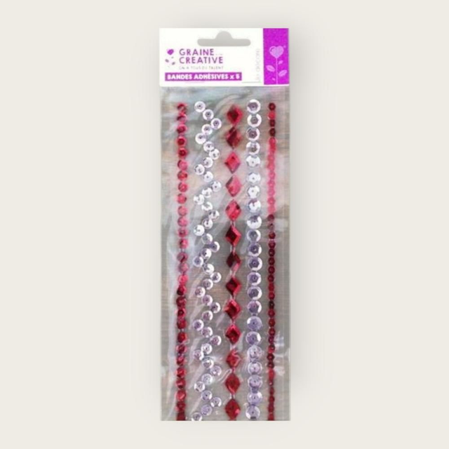 3 bands adhésives sequins rouge/rose
