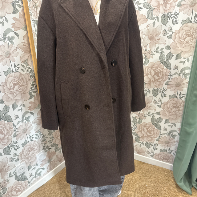 Manteau long chocolat-8869