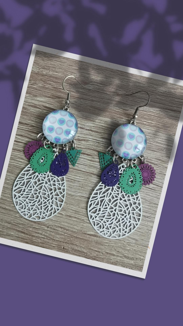 Boucles cabochon cœur réf 171