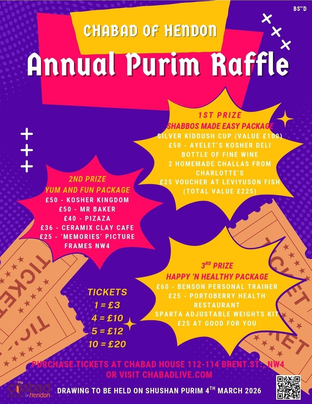 Purim Raffle - 4 tickets