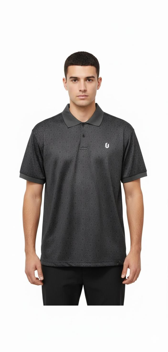 FLORAL PRINT POLO - BLACK