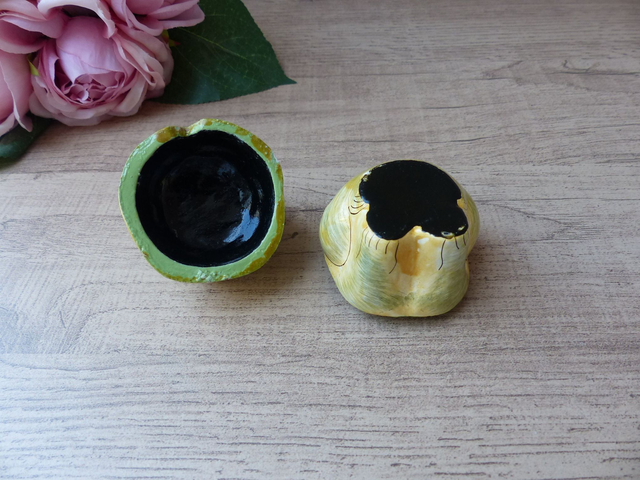 Petite boite à bijoux zoomorphe chat laqué peint à la main Vintage, Cat lover gift, Collection chat décoration Intérieure artisanat