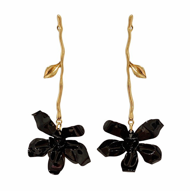 Pendientes flor ébano colgante 