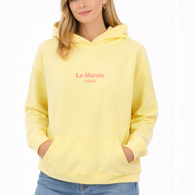New! Hoodie Le Marais Paris geel