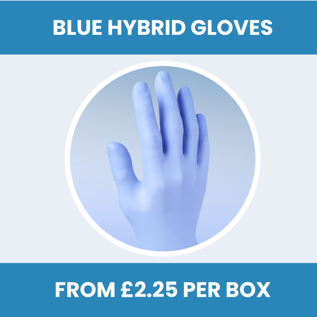 Blue Hybrid Gloves