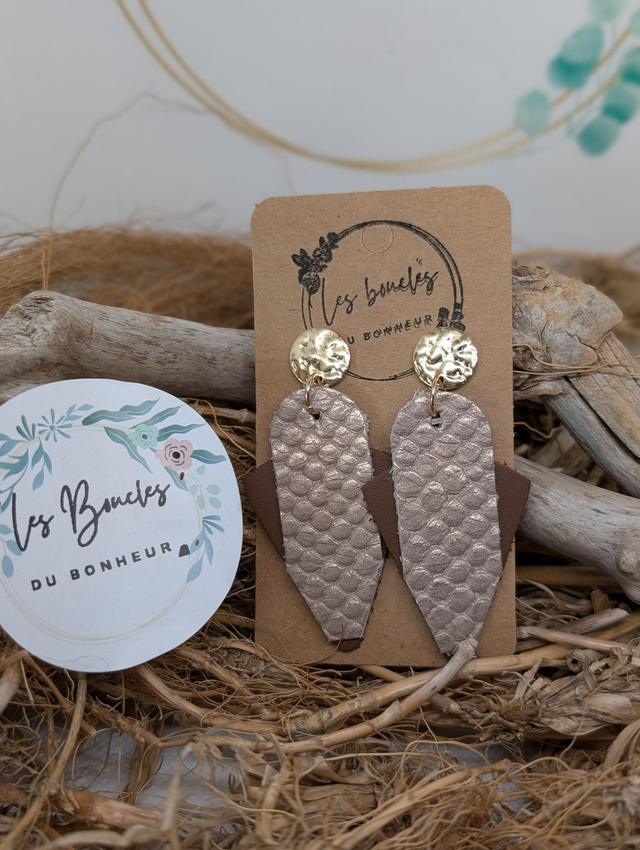 Boucles d&#039;oreilles Graphique beige marron gr011