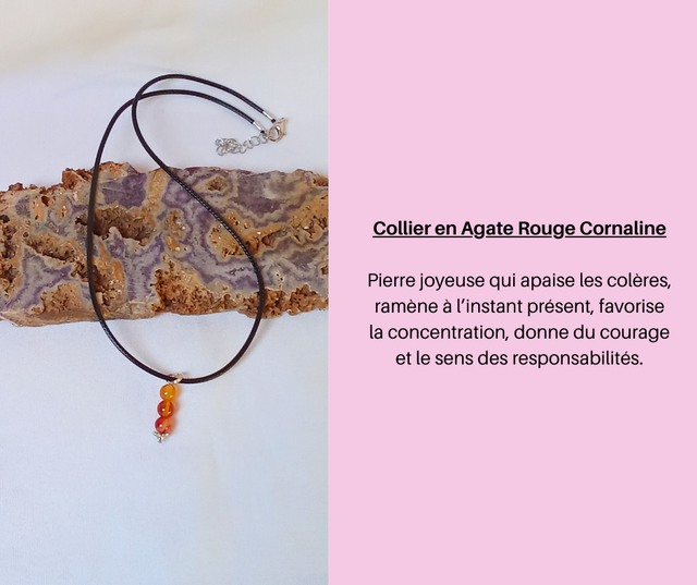 27- Collier en Agate Rouge Cornaline