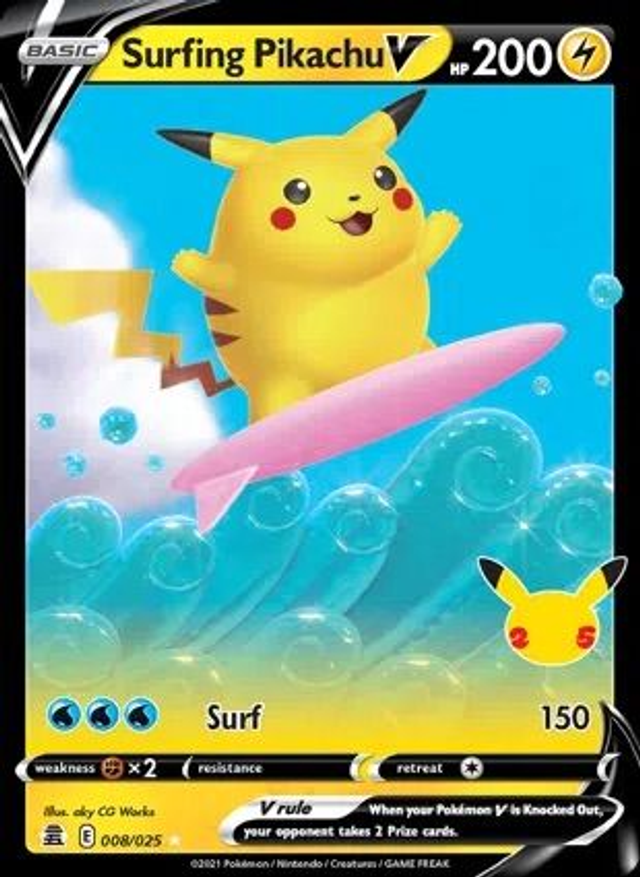 Surfing Pikachu V - 8/25 (Celebrations)