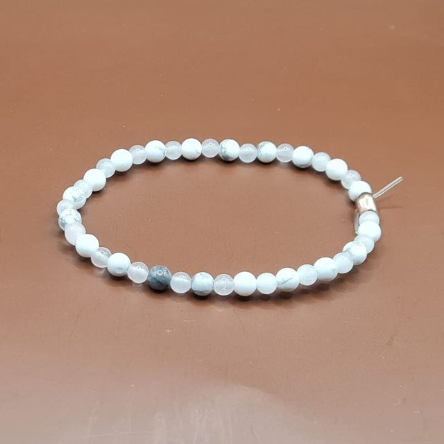 Bracelet enfant Howlite blanche - quartz rose