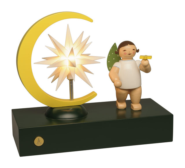 Wendt & Kühn Engel mit Mondsichel und Herrnhuterstern