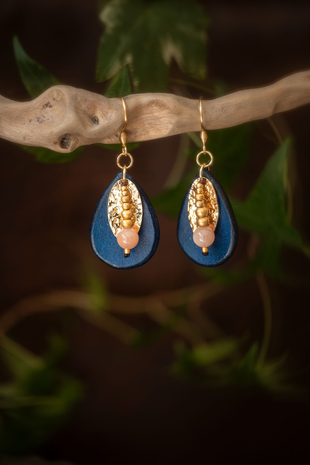 Ogma - Boucles d'oreilles cuir perles