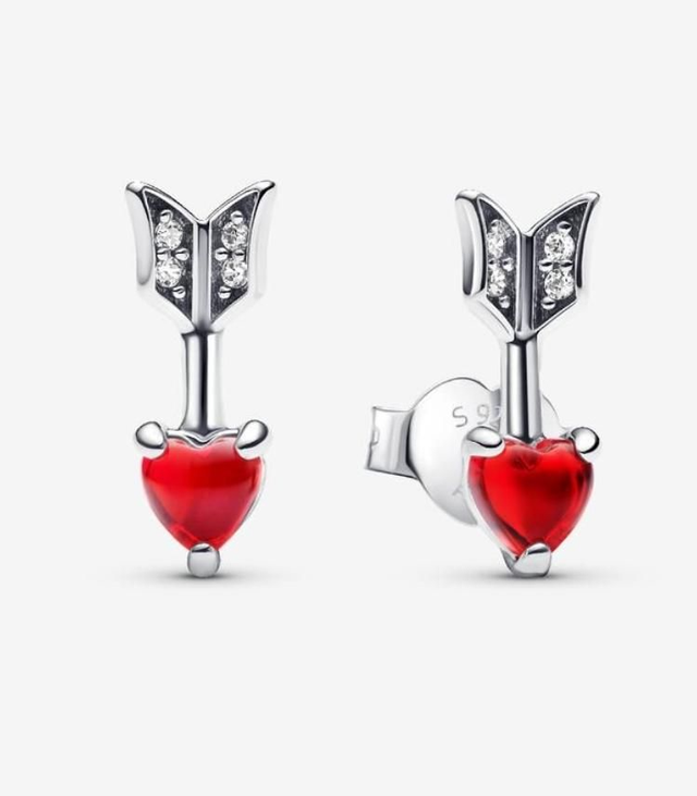 Clous d’Oreilles Flèche &amp; Cœur en Verre de Murano