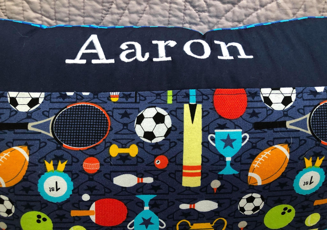 Sports Theme Cushion - personalised with embroidered name